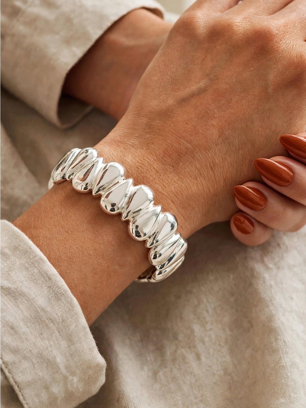 Napier Polished Silver Sculpted Link Bracelet